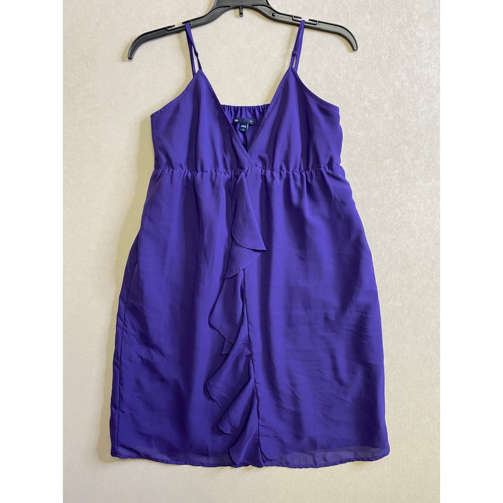 Gap Womens Purple Ruffle Surplice V-Neck Empire Waist Mini Dress Size M